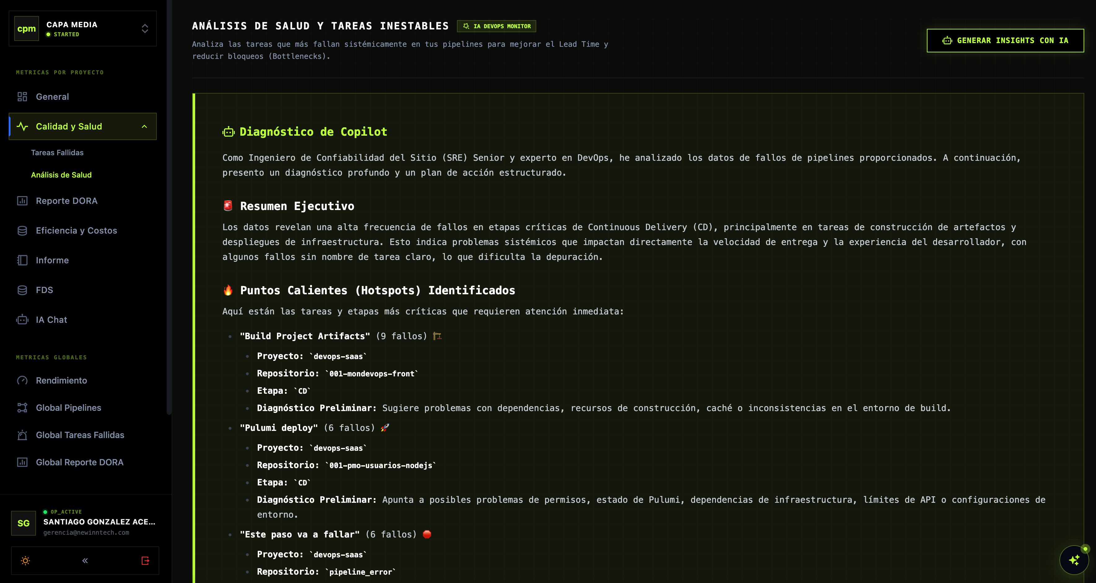Top Tareas Críticas - DevOps Monitor