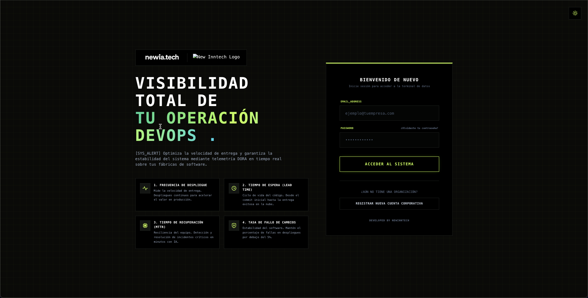 Consola de Inicio de Sesión DevOps Monitor