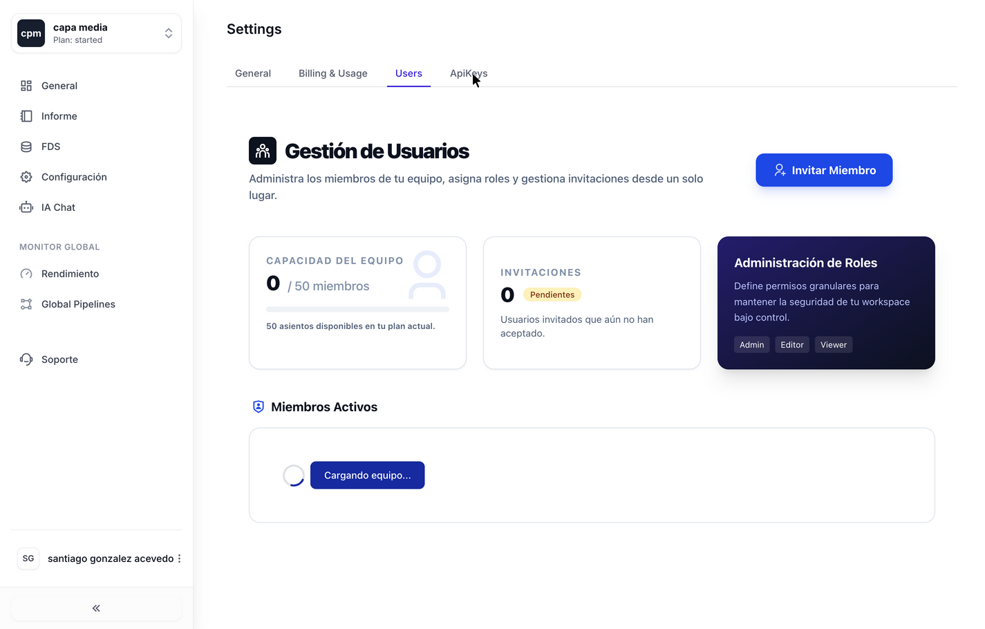 Vista de Auditoría de API Keys